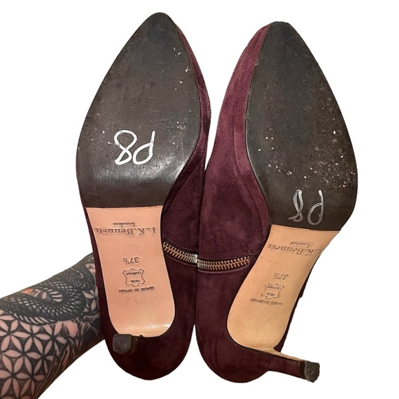 L.K Bennett Doris Burgundy Suede Ankle Zip Boot Size Women  US7 EUR 37.5 - Picture 9 of 10